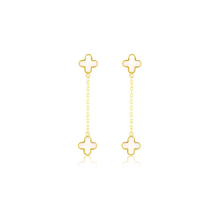 9ct Yellow Gold Mop Petal Drop Earrings