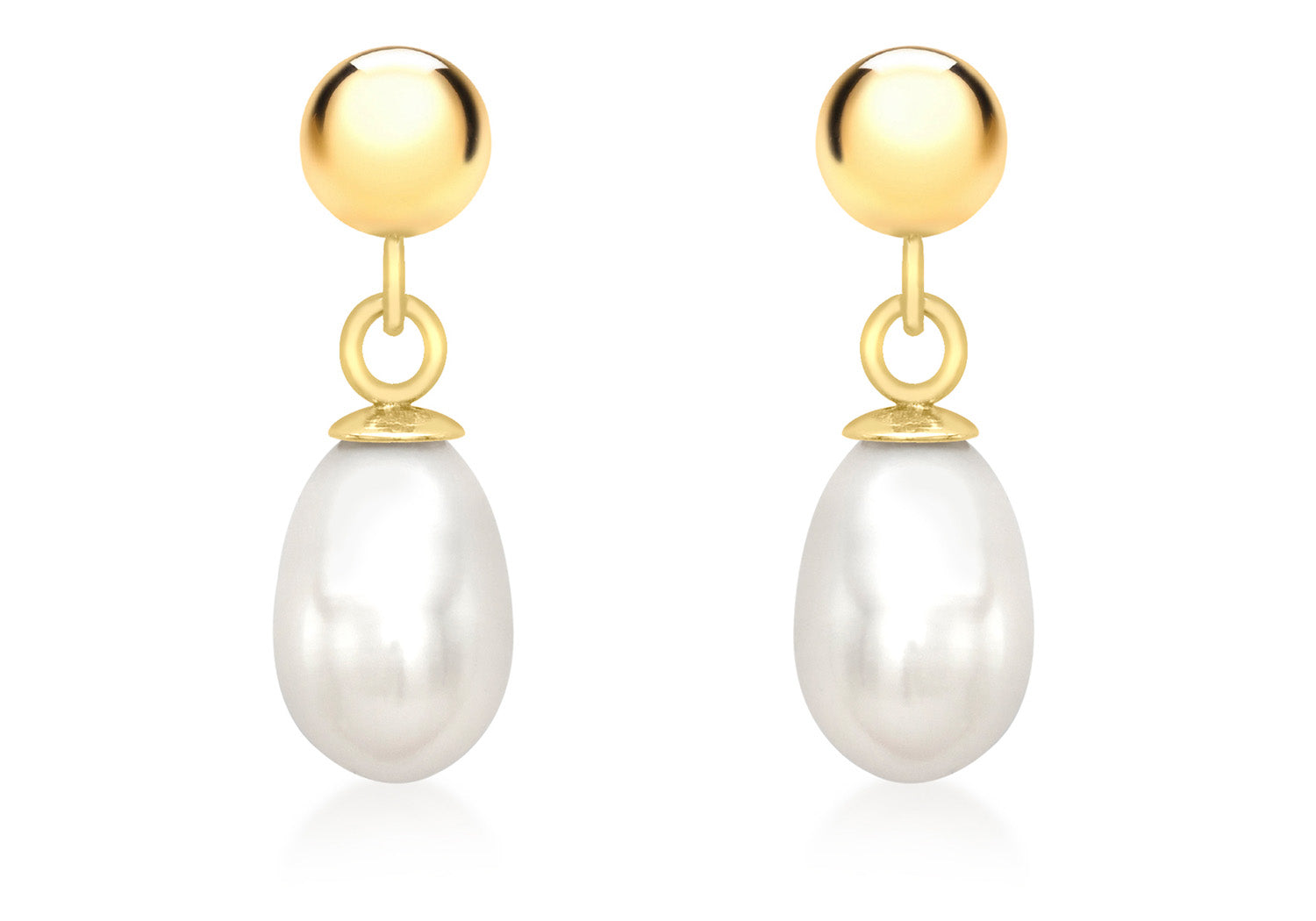 9ct Yellow Gold Pearl Drop Earrings 5mm