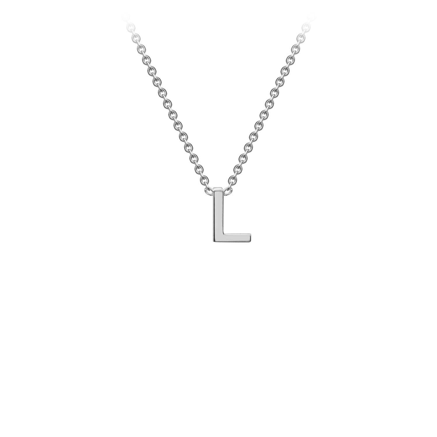 9ct White Gold 'L' Initial Adjustable Letter Necklace 38/43cm