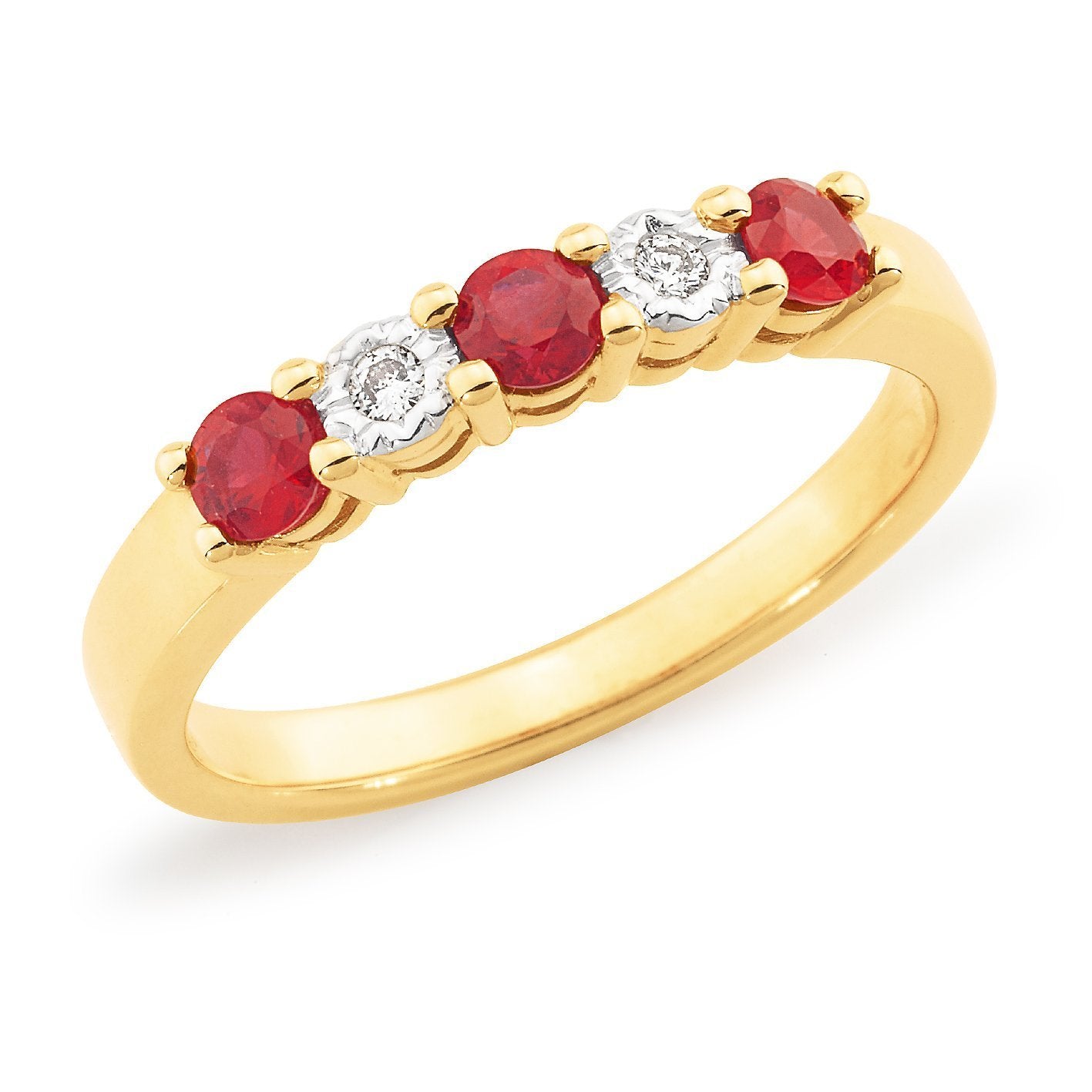 0.46ct Ruby & Diamond Anniversary Ring in 9ct Yellow Gold