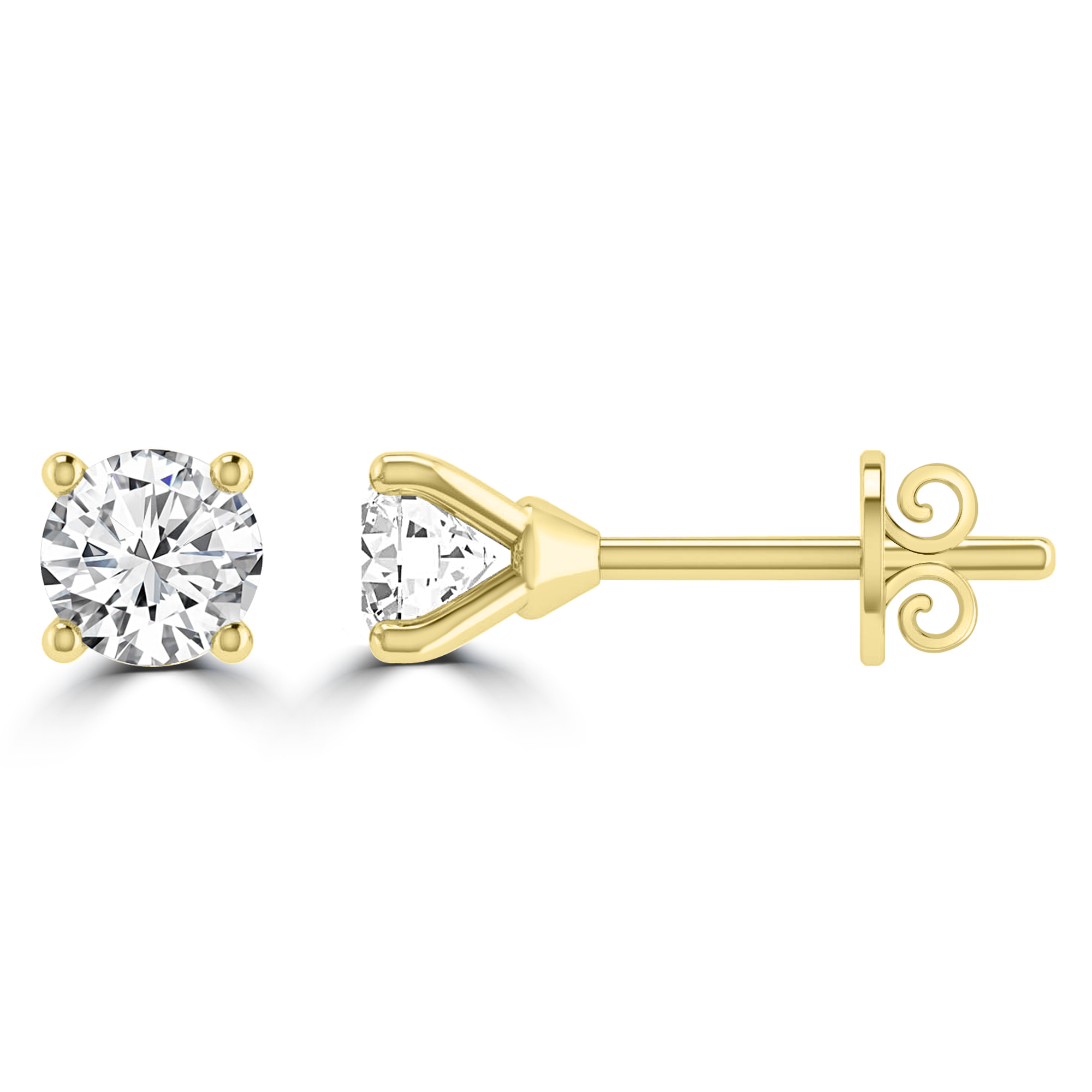 0.50ct GH I1 Diamond 4 Claw Studs in 9ct Yellow Gold