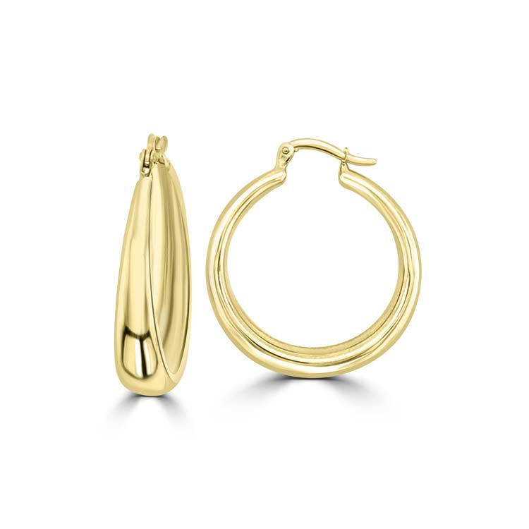 9ct Yellow Gold Hollow Fluid Hoops