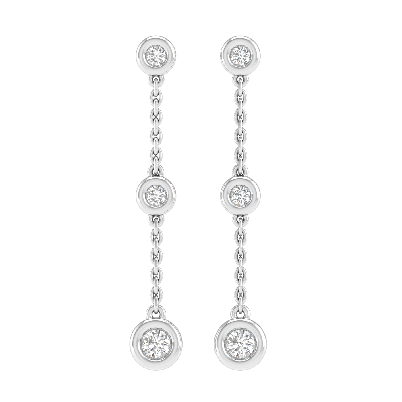 Diamond Chain Earrings with 0.25ct Diamonds in 9ct White Gold