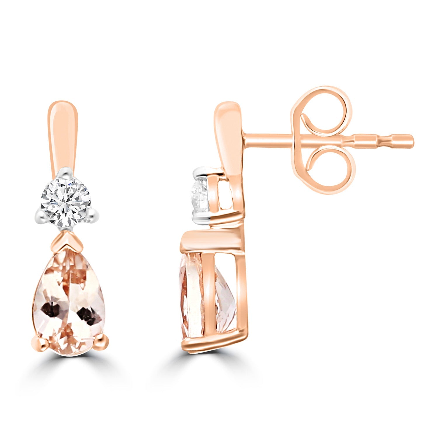 0.16ct HI I1 Diamond & Morganite Earrings in 9ct Rose Gold