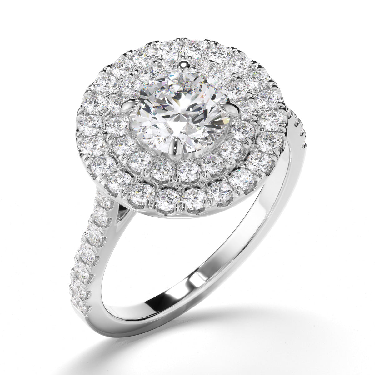 Round Brilliant Cut Diamond Double Halo Engagement Ring