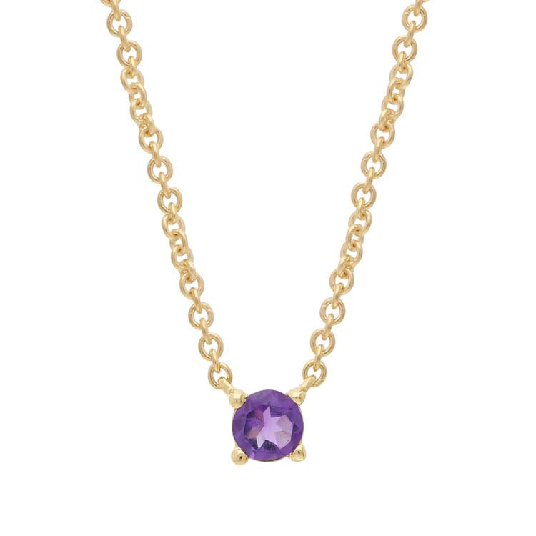 Purple Amethyst Necklace 40-45cm in 9ct Yellow Gold