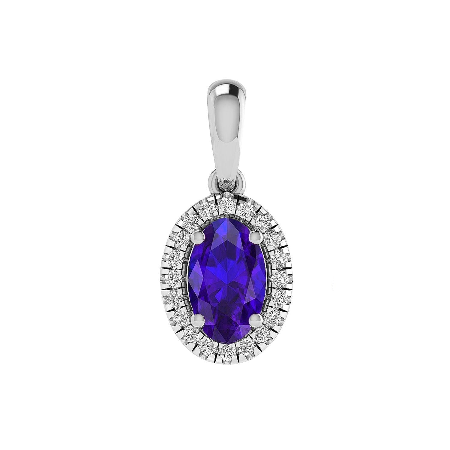 Sapphire Pendant with 0.07ct Diamonds in 9K White Gold