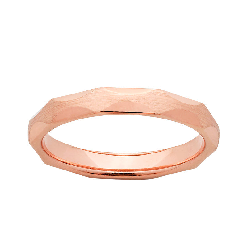 9ct rose Gold Faceted Pattern Ring