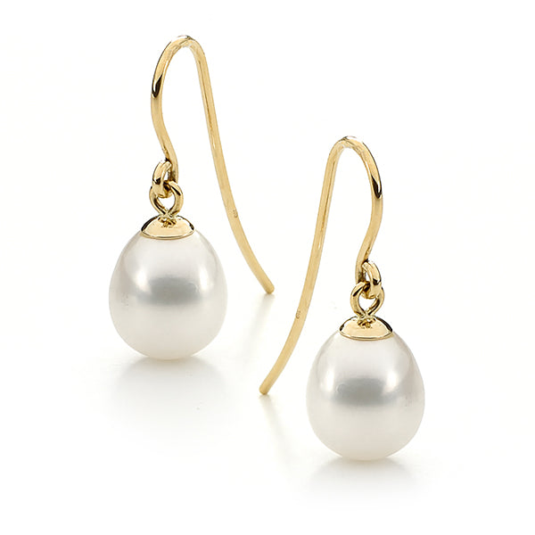 9ct Yellow Gold Freshwater Pearl Hook Earrings