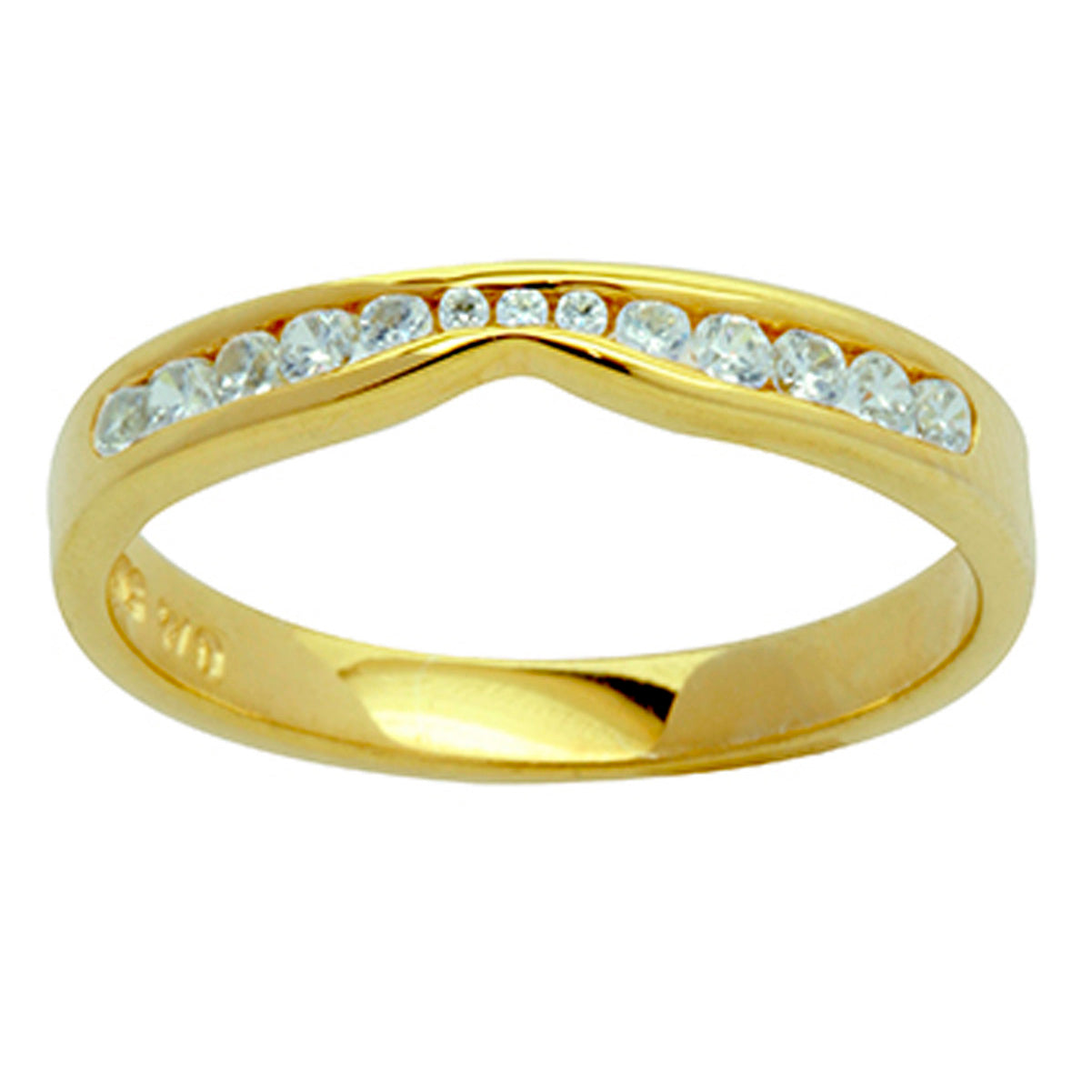 9ct Yellow Gold Channel set Fitted Diamond Wedding Ring